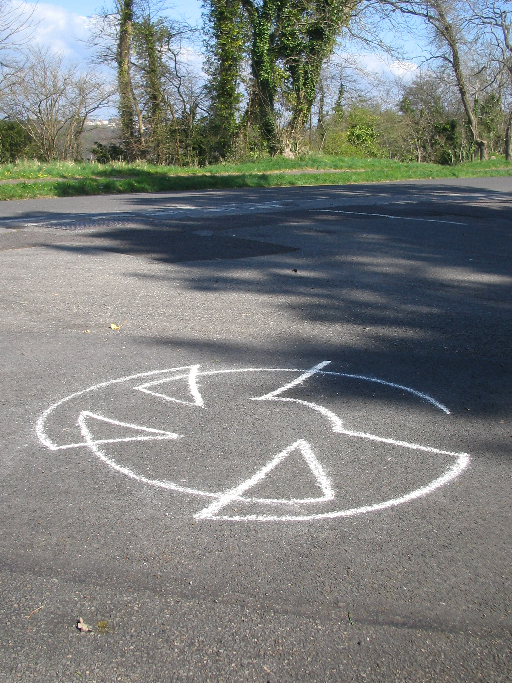 Chalk graffiti street art, Bristol, United Kingdom (UK).