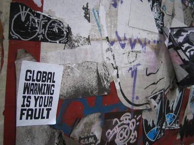 sticker street art global warming is your fault bristol