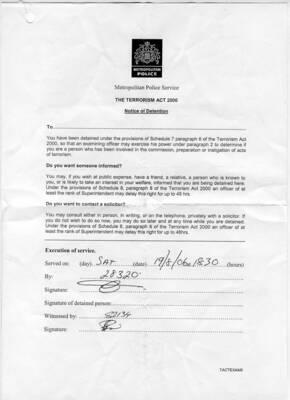 heath bunting notice of detention improvised electronic device ied mini usb phone charger eurostar 2006 08 19