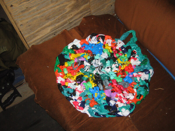 Plastic bag seat