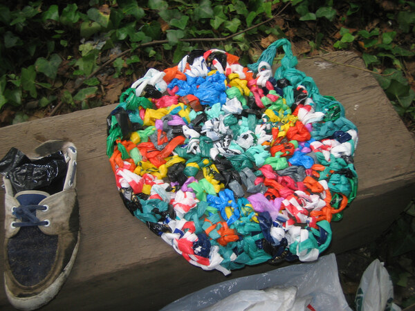 Plastic bag seat