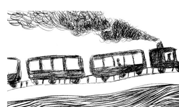 Train travelling alongside the river